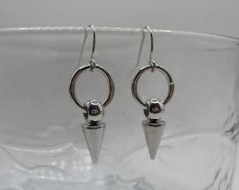 Stainless Steel Spike Dangle Earrings - Edgy Minimalist Handmade