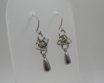 Celtic-Inspired Persephone Weave Chainmail Earrings with Teardrop