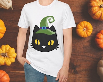 Schwarze Katze Halloween T-Shirt: Gruseliges Hexen-Katzen-T-Shirt