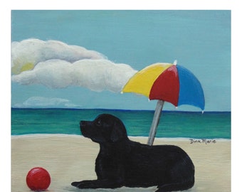 Black labrador retriever card 'Patience' labrador dog painting