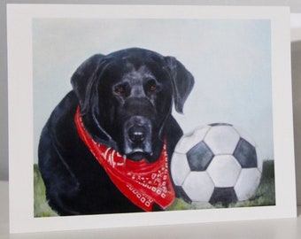 Black Labrador retriever card- blank note cards from original pet portrait