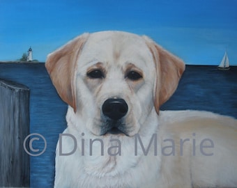 Yellow Labrador Retriever Card - blank note cards from original pet paintings