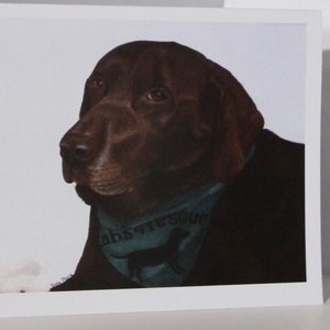 Chocolate labrador retriever card - pet note card from original painting labrador rescue