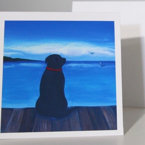 Black labrador retriever card 'A peaceful place' black lab dog painting