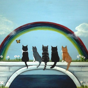 Rainbow bridge pet sympathy card for cats, loss of pet card