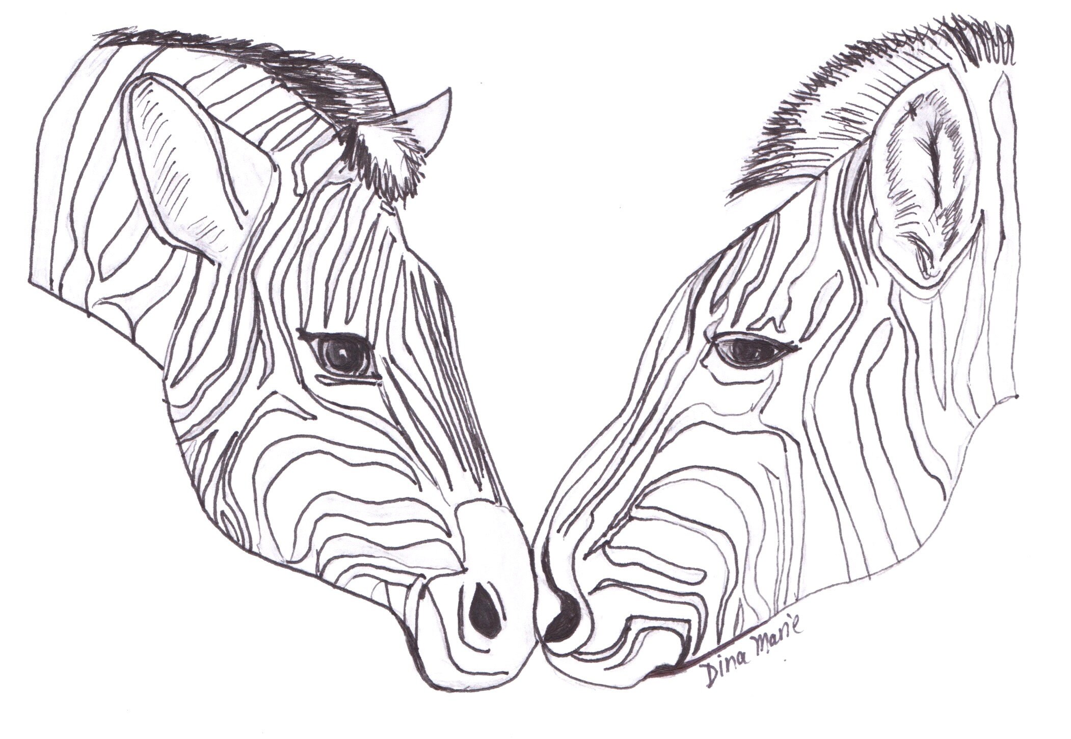 Childrens coloring card Zebra love card original design for | Etsy