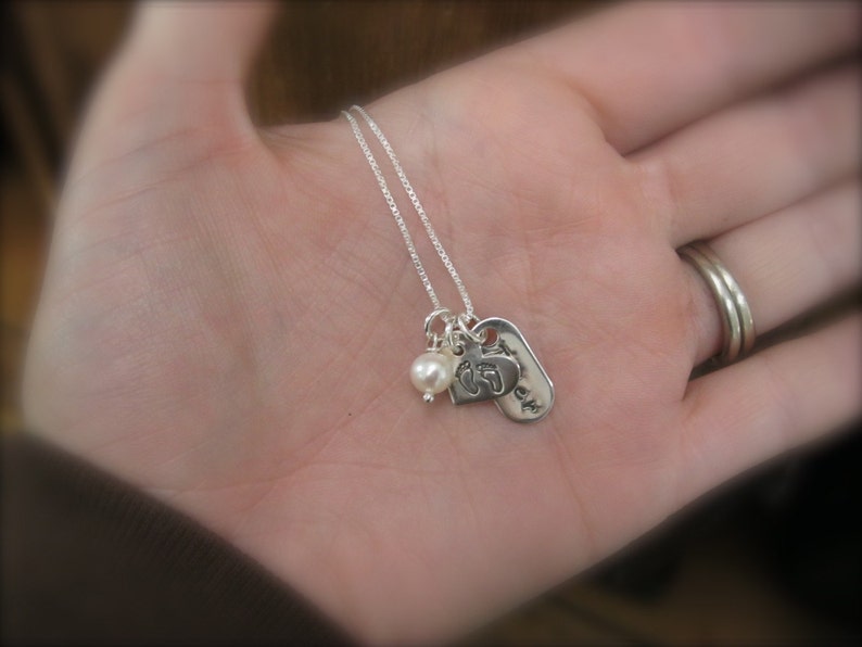 Personalized Hand Stamped Sterling Silver Necklace 10 Tiny Etsy