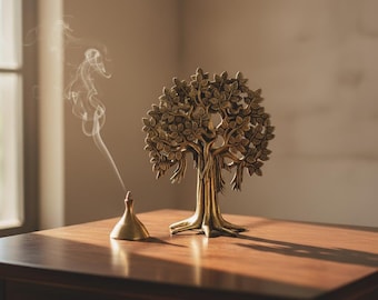 Hand-Moulded Brass Kalpavriksha Wish Tree, Feng Shui Prosperity Decor