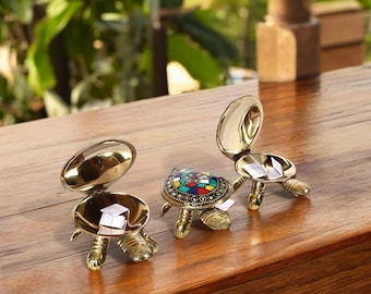 Brass Wish Tortoise, Feng Shui Vastu Secret Compartment, Lucky Prosperity Decor