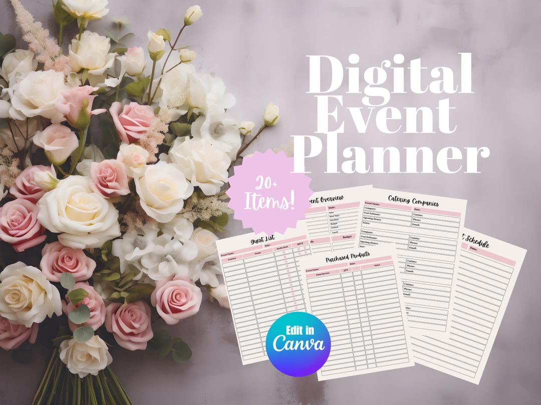 Editable Event Planner Canva Template – Wedding, Party & Baby Shower ...