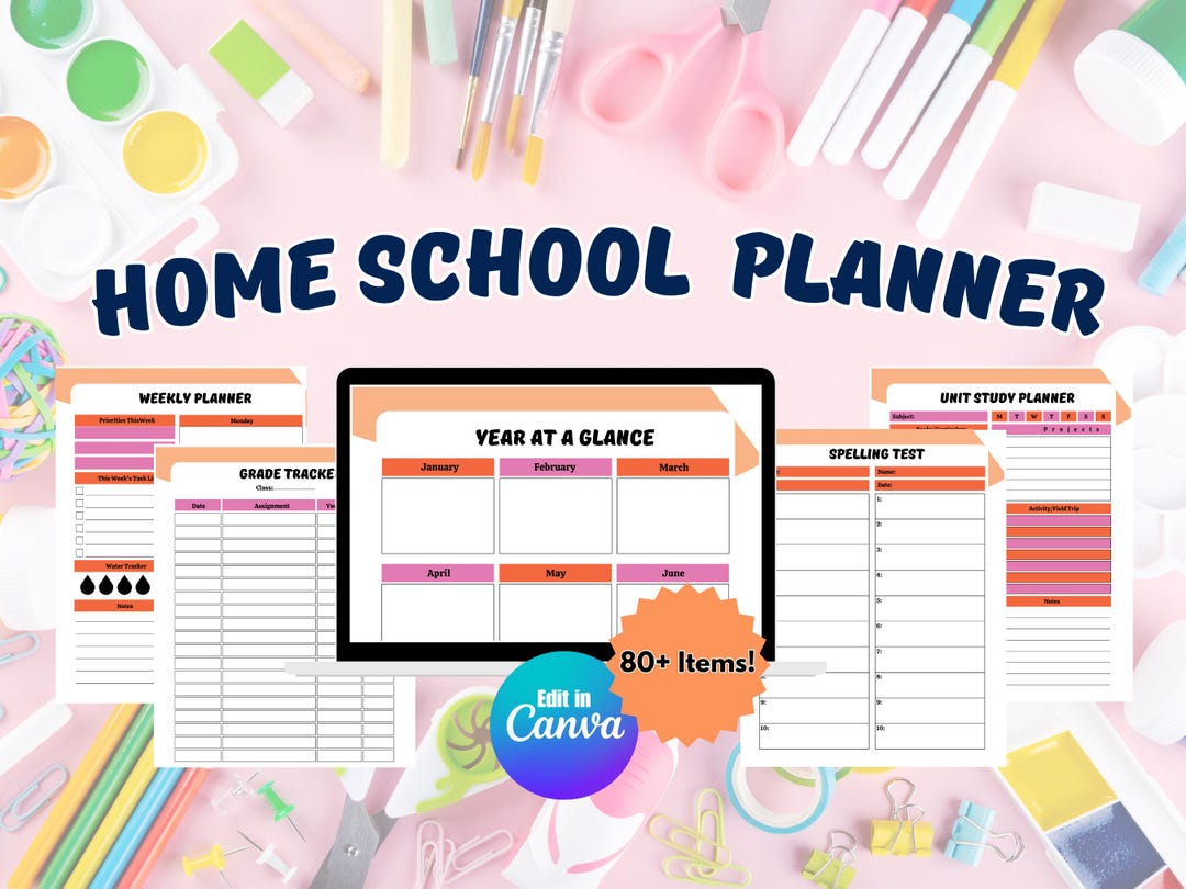 Homeschool Planner Canva Template – 80 Page Lesson Planning PDF ...
