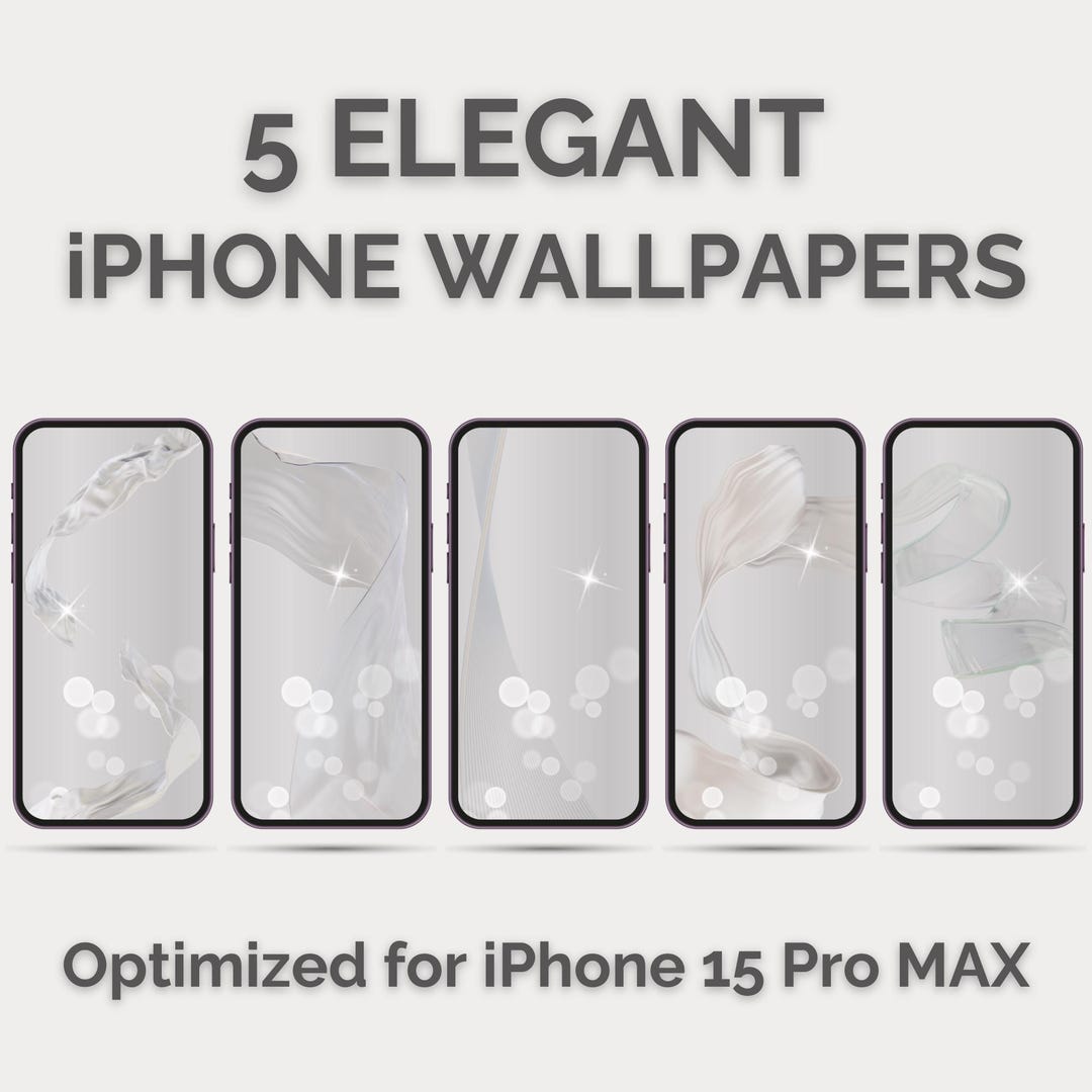 5 Elegant iPhone 15 Pro Max Wallpapers | Minimalist Pastel Silver
