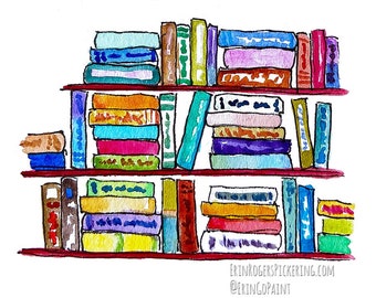 Bücherregal Sommer Leseliste 8x10 Kunstdruck für Bücherliebhaber