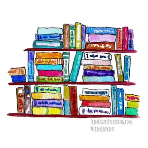 BookShelf Summer Reading List 8x10 art print for booklovers