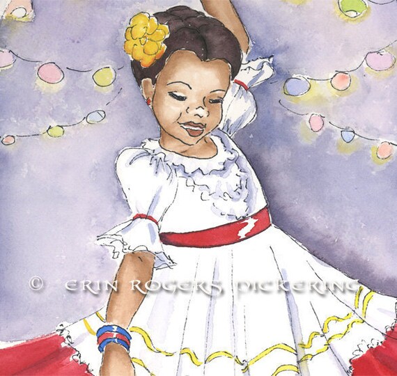 Latina Dancer traditional dress Print