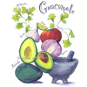 Food Art / Guacamole / Recipe art print 8x10 Kitchen Art image 2