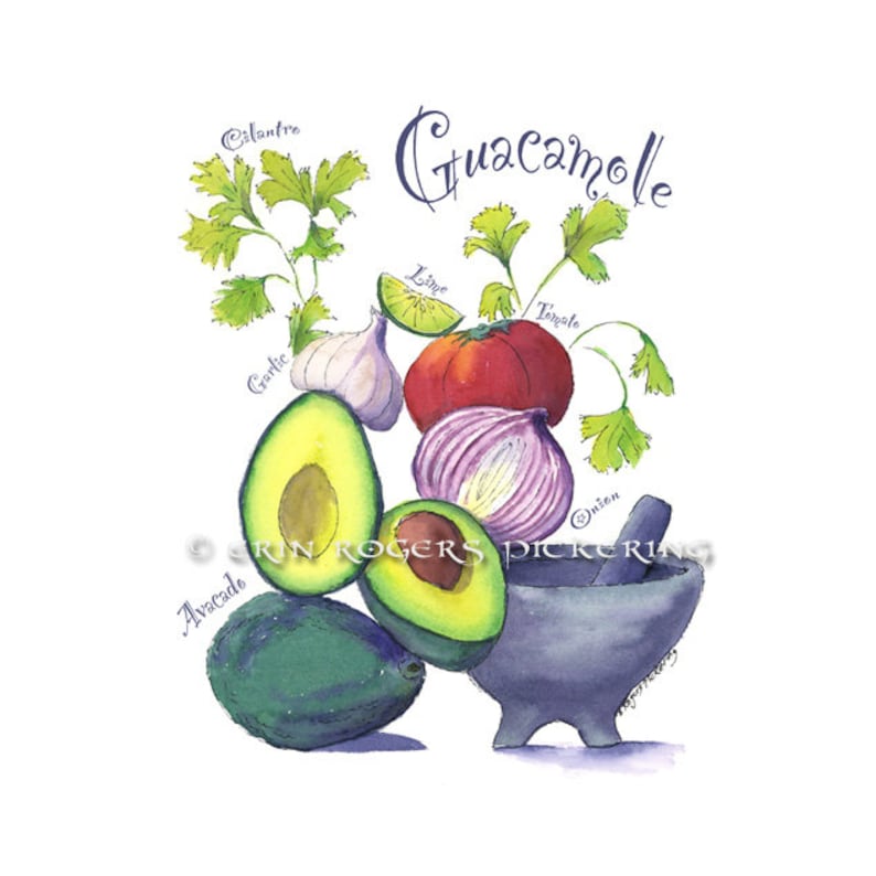 Food Art / Guacamole / Recipe art print 8x10 Kitchen Art image 5