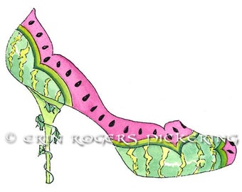 Watermelon fantasy shoe Fine Art Print