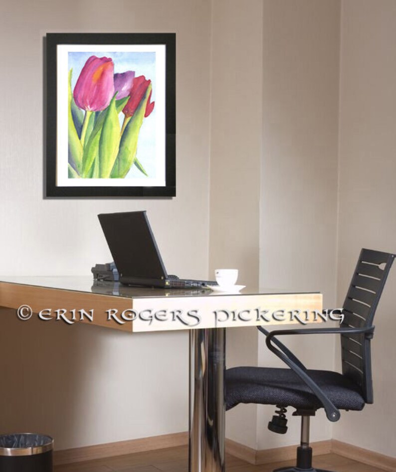 Tulips floral watercolor fine art print image 2