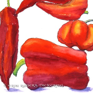 Red Peppers Balanced Diet 8x10 print Kitchen Art image 4