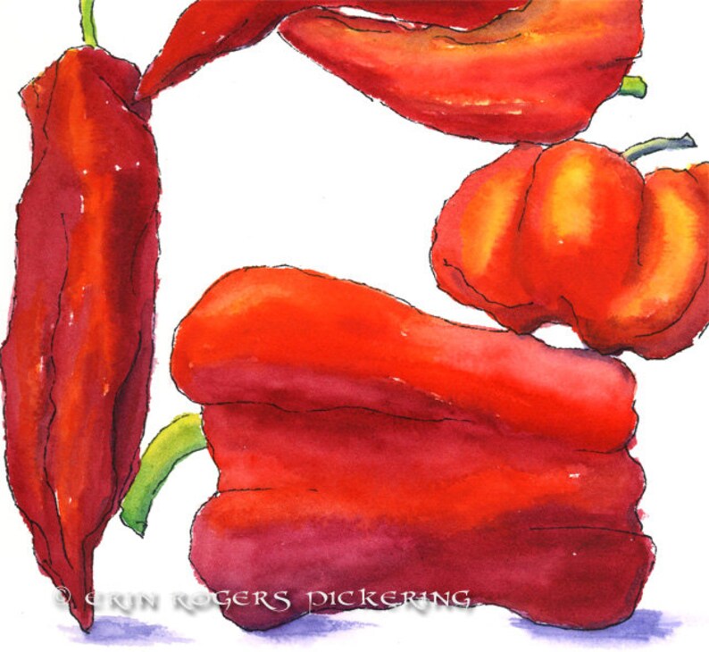 Red Peppers Balanced Diet 8x10 print Kitchen Art image 4