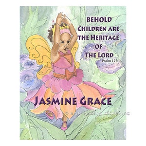 Adoption or New Baby Personalized Art Print Psalm 127 image 1