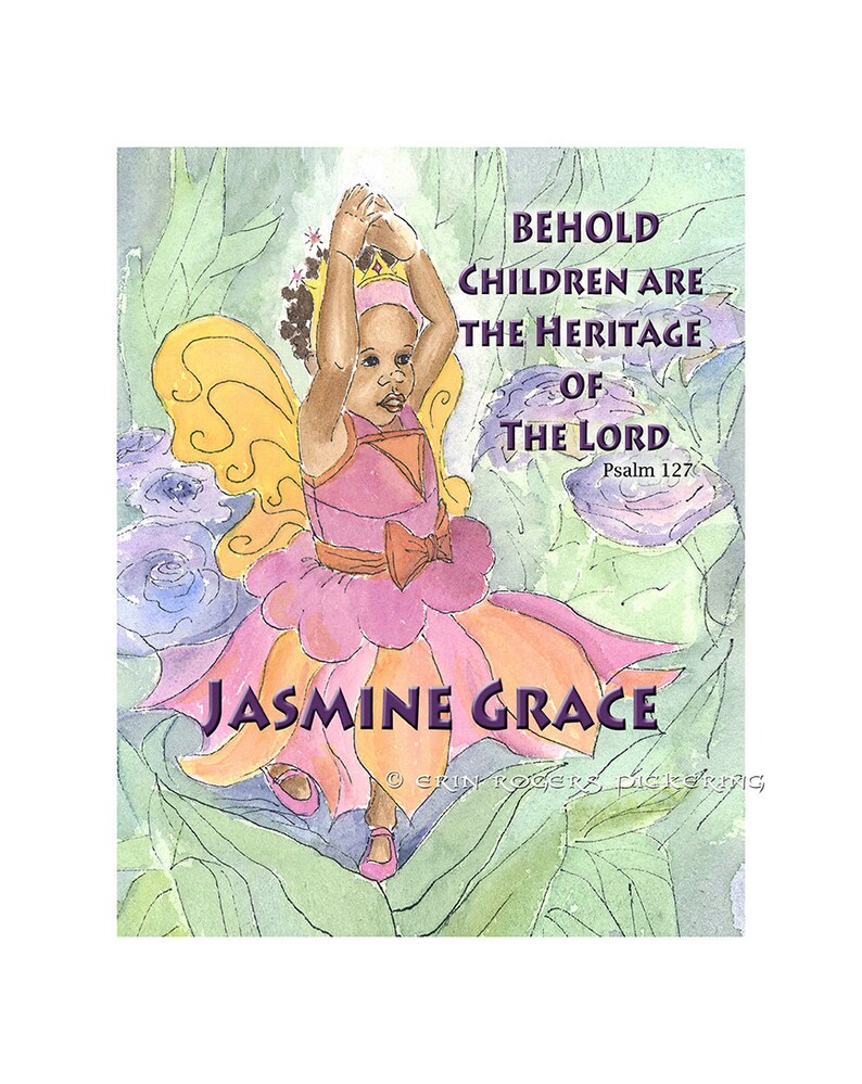 Adoption or New Baby Personalized Art Print Psalm 127 image 1