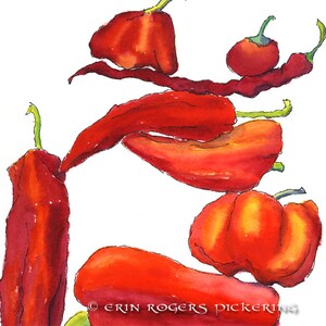 Red Peppers Balanced Diet 8x10 print Kitchen Art image 3