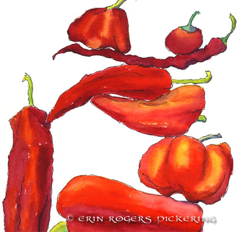 Red Peppers Balanced Diet 8x10 print Kitchen Art image 3
