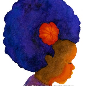 Afro Silhouette with Flower 8x10 art print image 3