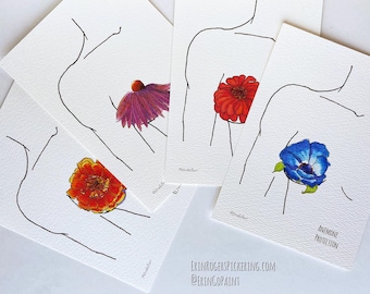 Breast Cancer support cards pack of 4 flat note cards and envelopes