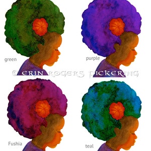 Afro Silhouette with Flower 8x10 art print image 5