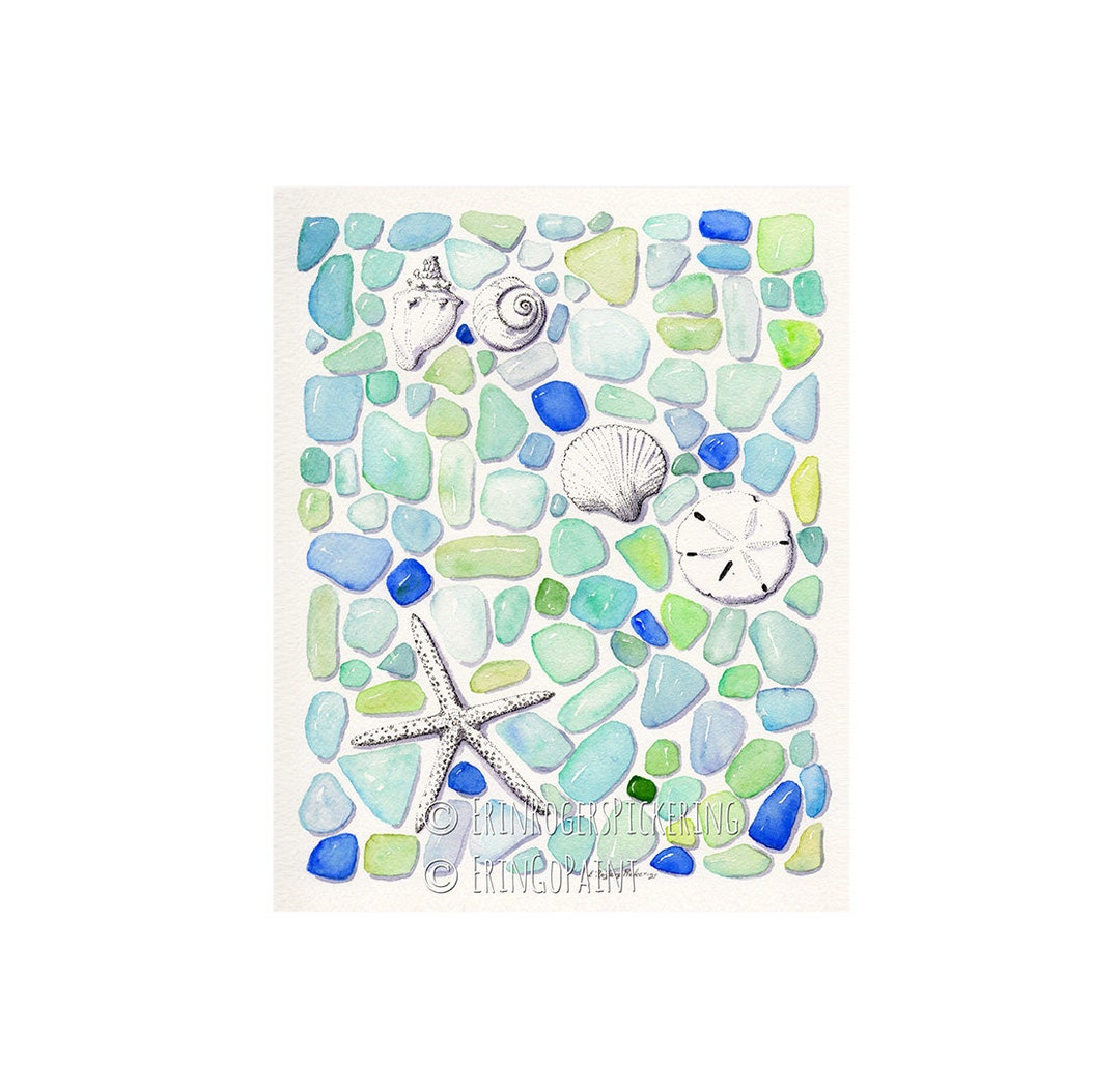 Sea Glass and Shells Fine Art Print Coastal Beach Art - Etsy