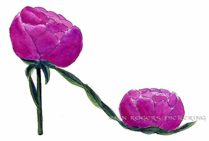 Peony High Heel Shoe art print 5x7 image 5