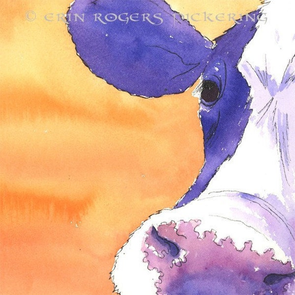 Cow Portrait  8x10 print How Now... Violet Cow