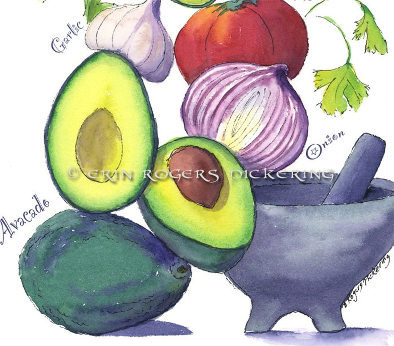 Food Art / Guacamole / Recipe art print 8x10 Kitchen Art image 4