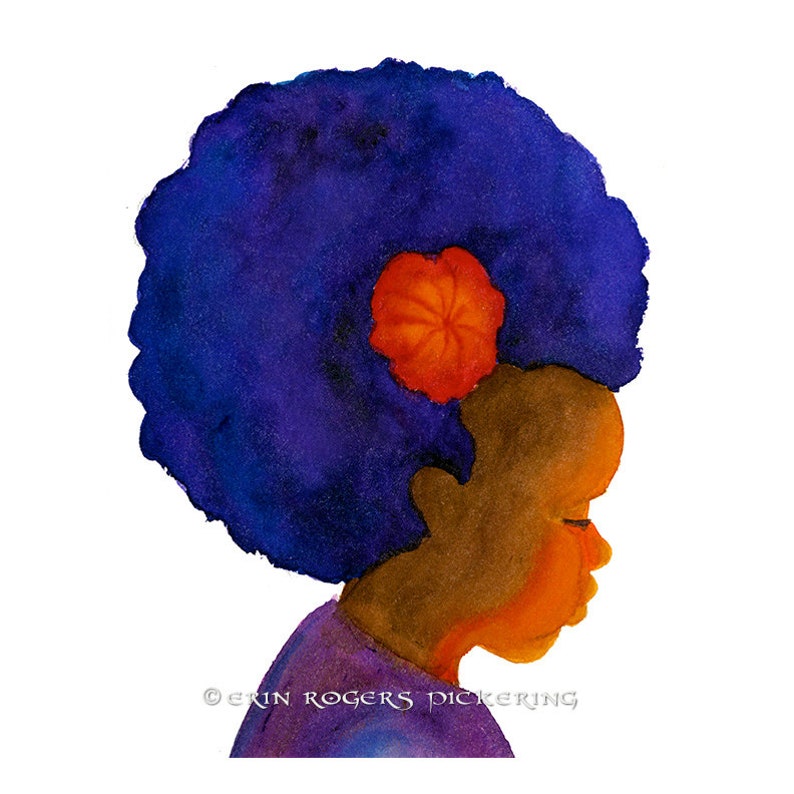 Afro Silhouette with Flower 8x10 art print image 2