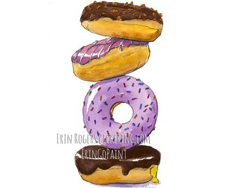 Donuts Food Art Kitchen art print Pastry