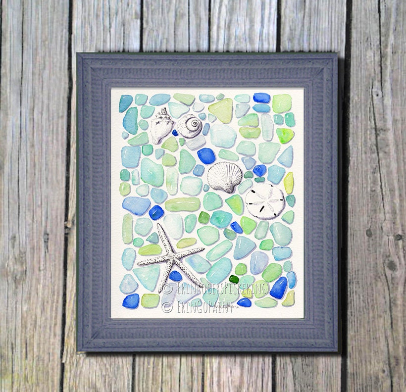 Sea Glass and Shells Fine Art Print Coastal Beach Art - Etsy