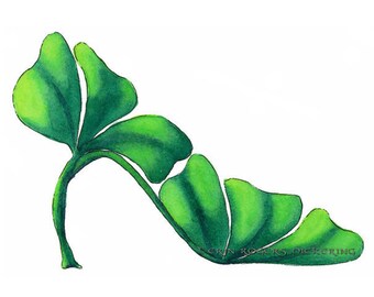 Shoe Art Green Shamrock Stiletto Shoe Fine Art Print