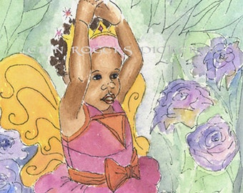 Personalized African American Princess Thumbelina Ballerina 8x10 Print