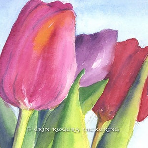 Tulips floral watercolor fine art print image 3