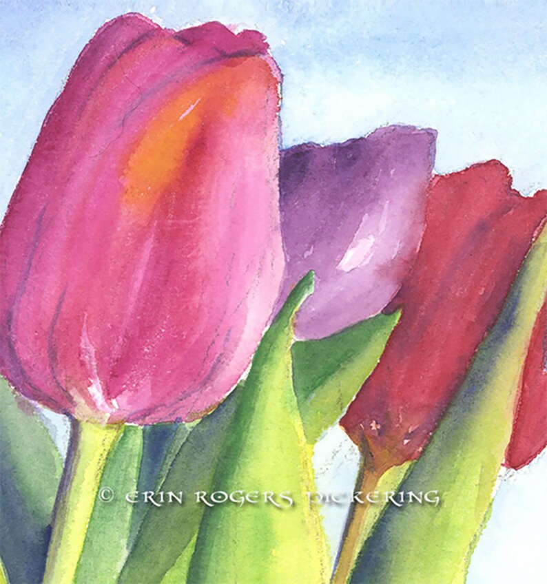 Tulips floral watercolor fine art print image 3