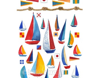 Sailboat Nautical fine art print 8x10
