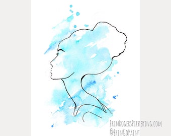 Audrey Hepburn in profile abstract illustration fine art print 8x10