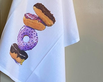 Artist Cotton Flour Sack Towel printed with Donuts