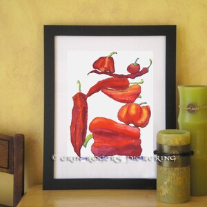 Red Peppers Balanced Diet 8x10 print Kitchen Art image 5