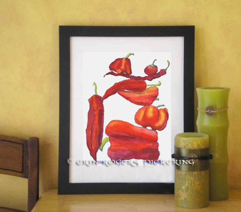 Red Peppers Balanced Diet 8x10 print Kitchen Art image 5