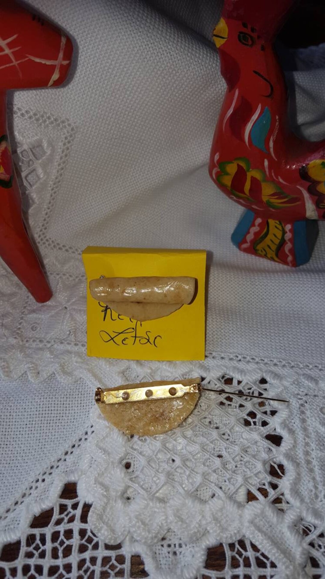 UFFDA Lenas Lefse Pin Lefsa Brooch. Quiet Scandanavian Style With Humor