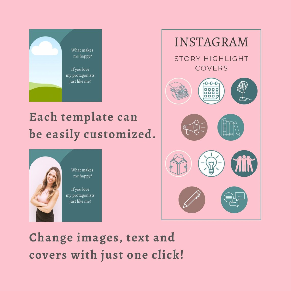 Romance Author Instagram Templates for Canva L Premade Templates for ...